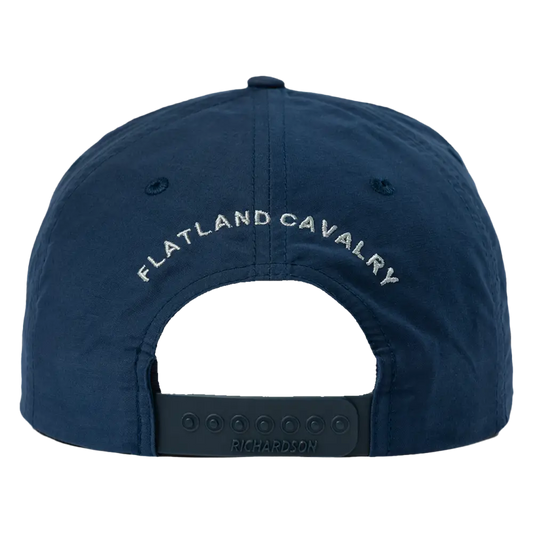 Navy blue baseball cap with ’FLATLAND CAVALRY’ embroidered on the back.