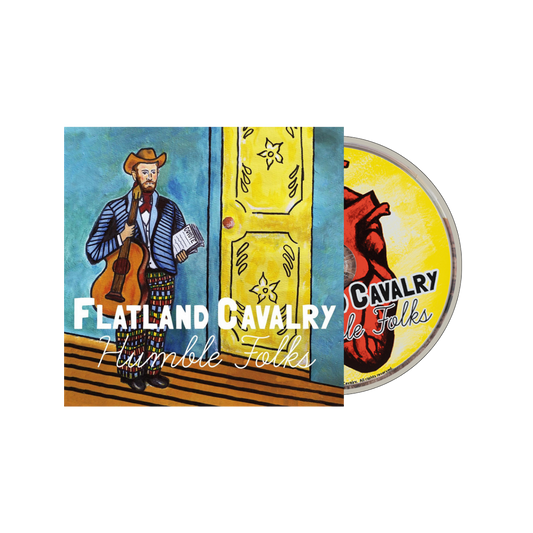Album cover for ’Humble Folks’ by Flatland Cavalry, featuring artwork and a CD.