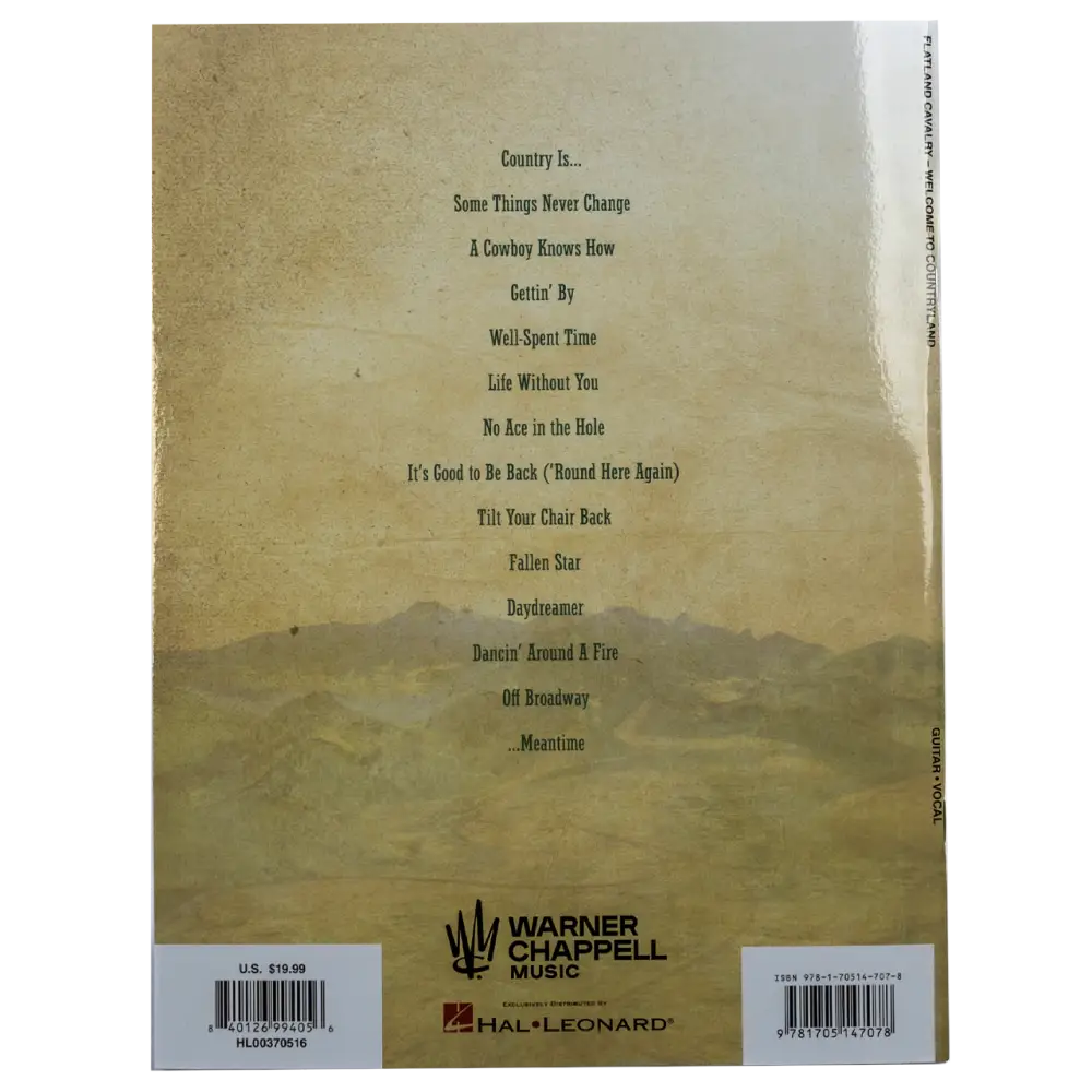 Back cover of a music book or album featuring a track listing.